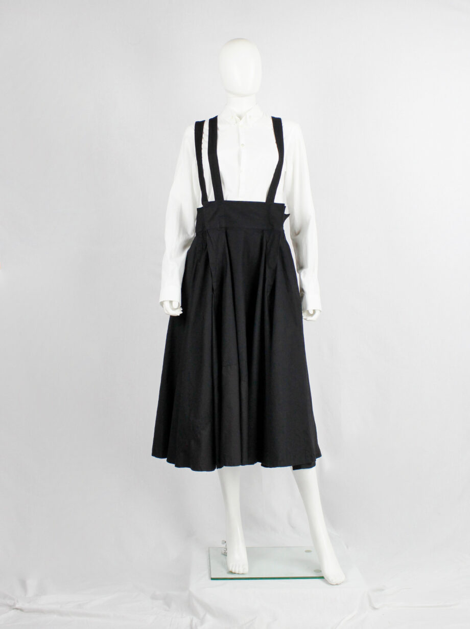 Y’s Red Label black dungaree dress with three suspenders (13)