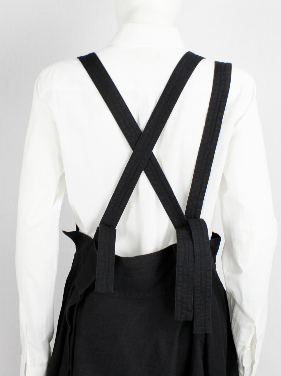 Y’s Red Label black dungaree dress with three suspenders (18)