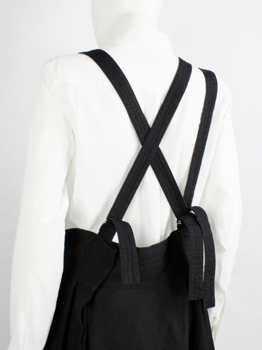 Y’s Red Label black dungaree dress with three suspenders (20)