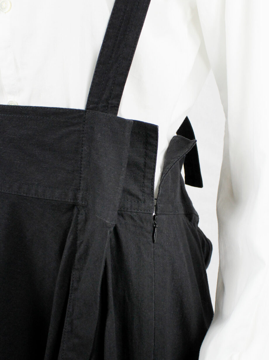 Y’s Red Label black dungaree dress with three suspenders (8)