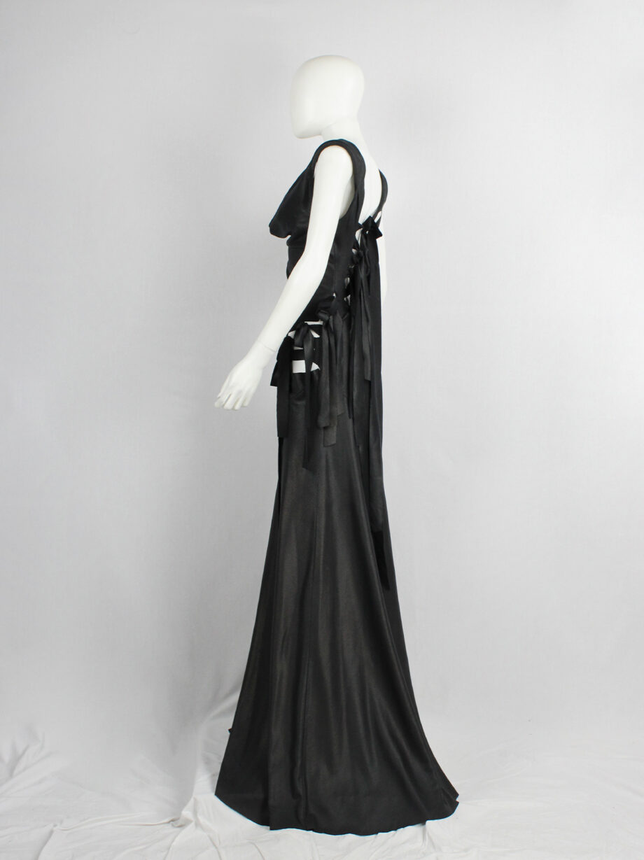 a f Vandevorst black slashed maxi dress with long ribbons fall 2007 (23)