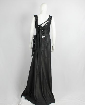 A.F. Vandevorst black slashed maxi dress with long ribbons — fall 2007