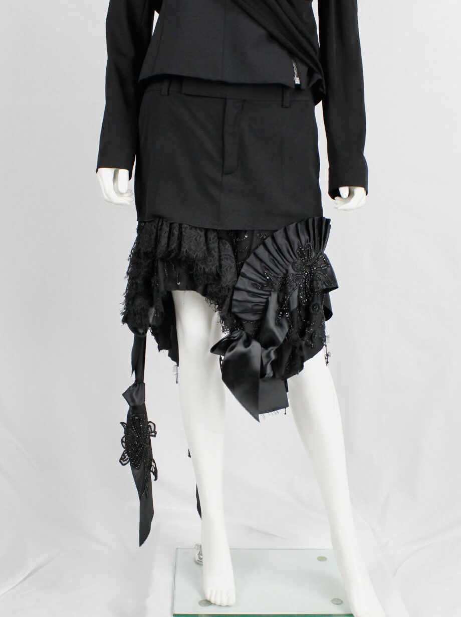 af Vandevorst black skirt made of deconstructed trousers and a wedding dress spring 2017 (13)