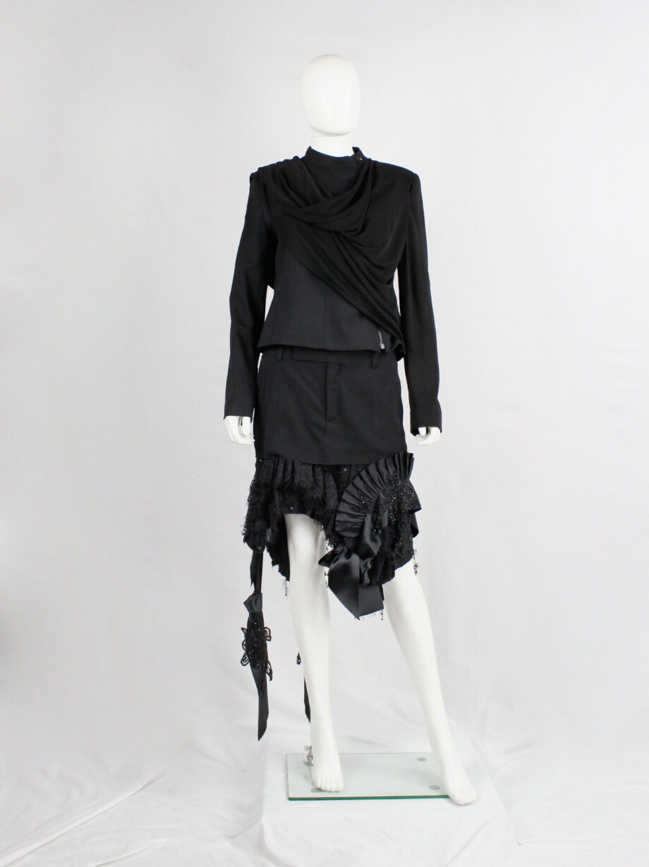 af Vandevorst black skirt made of deconstructed trousers and a wedding dress spring 2017 (19)