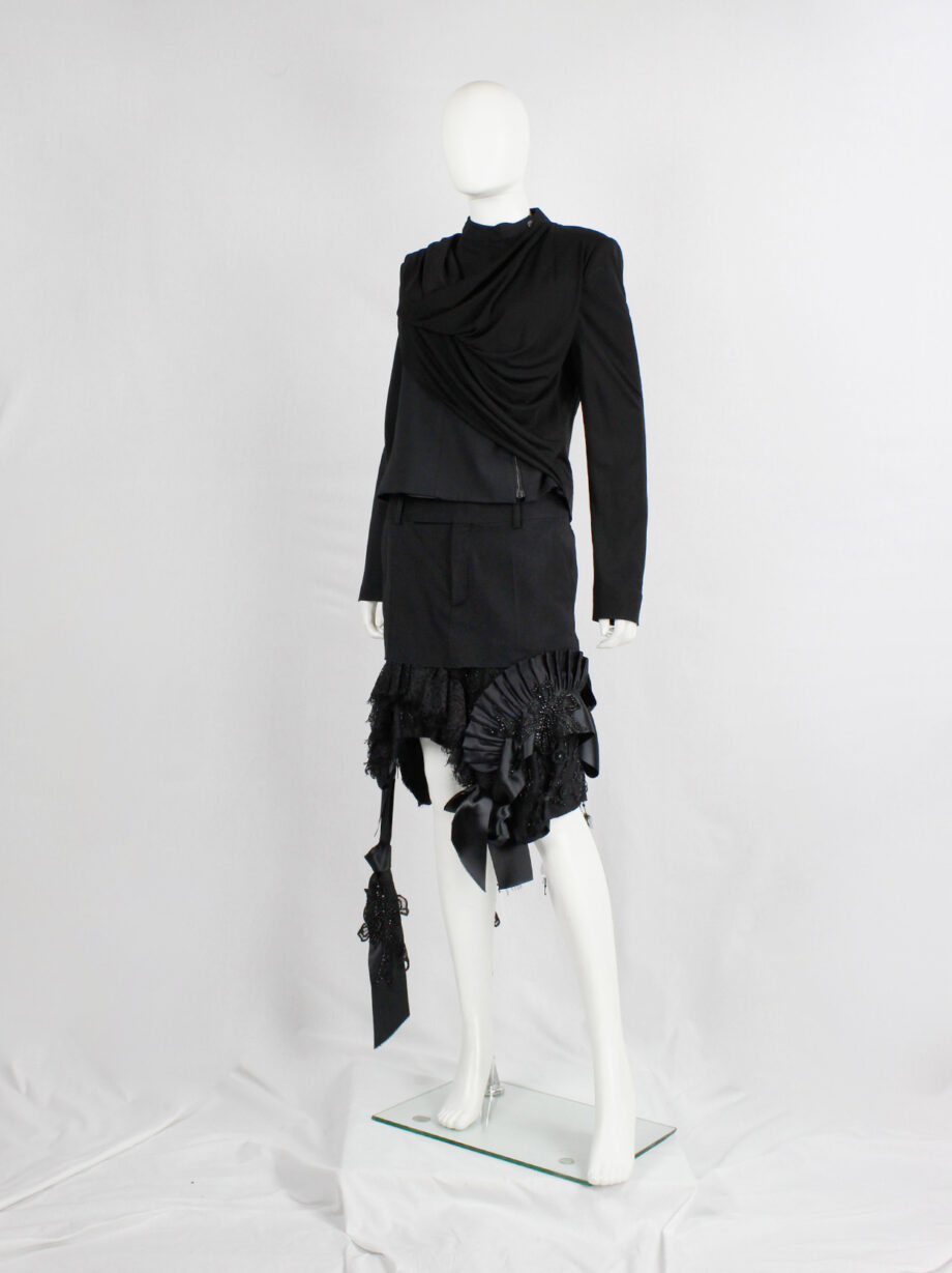 af Vandevorst black skirt made of deconstructed trousers and a wedding dress spring 2017 (24)