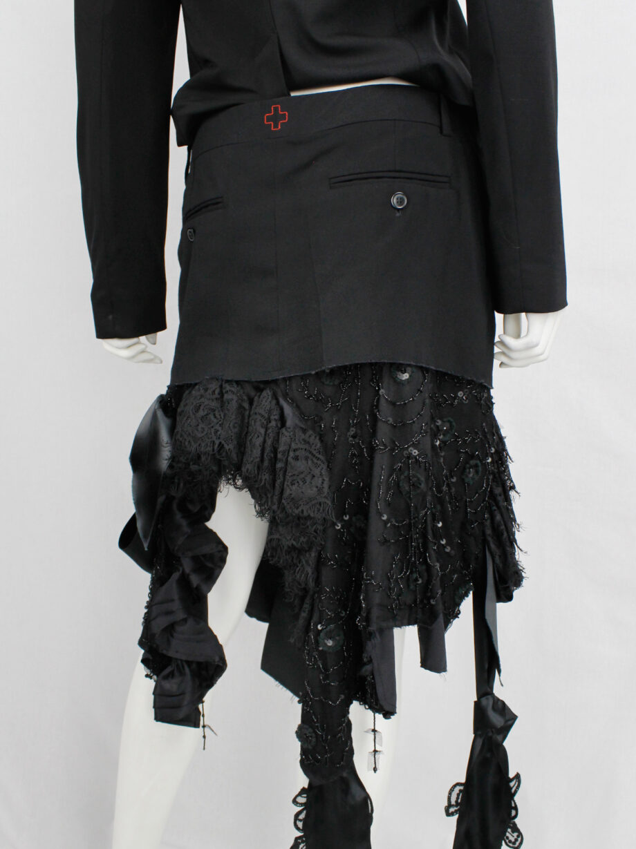 af Vandevorst black skirt made of deconstructed trousers and a wedding dress spring 2017 (3)