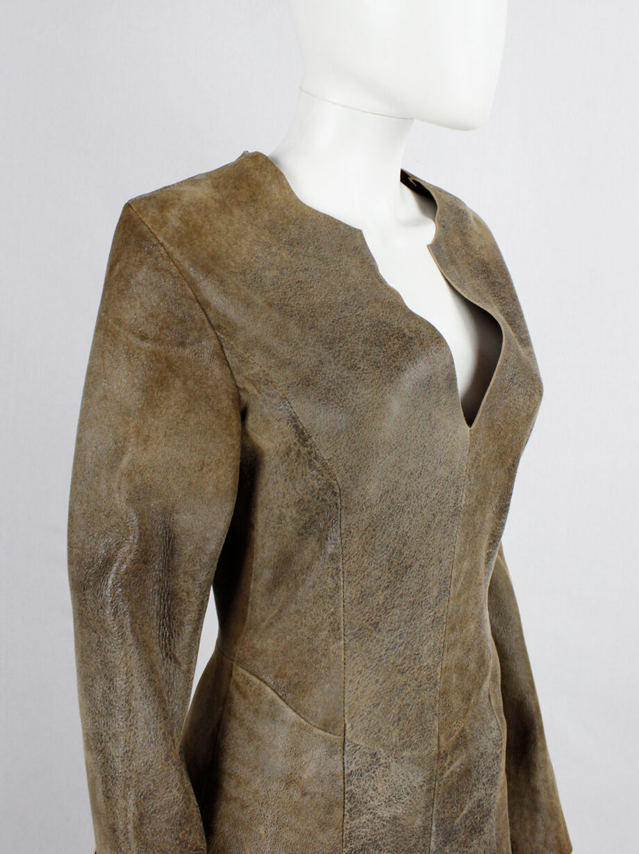 af Vandevorst brown leather panelled maxi dress with back slit fall 2000 (18)
