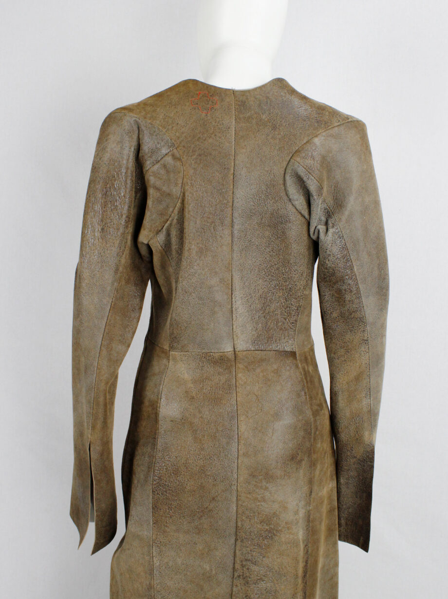 af Vandevorst brown leather panelled maxi dress with back slit fall 2000 (2)