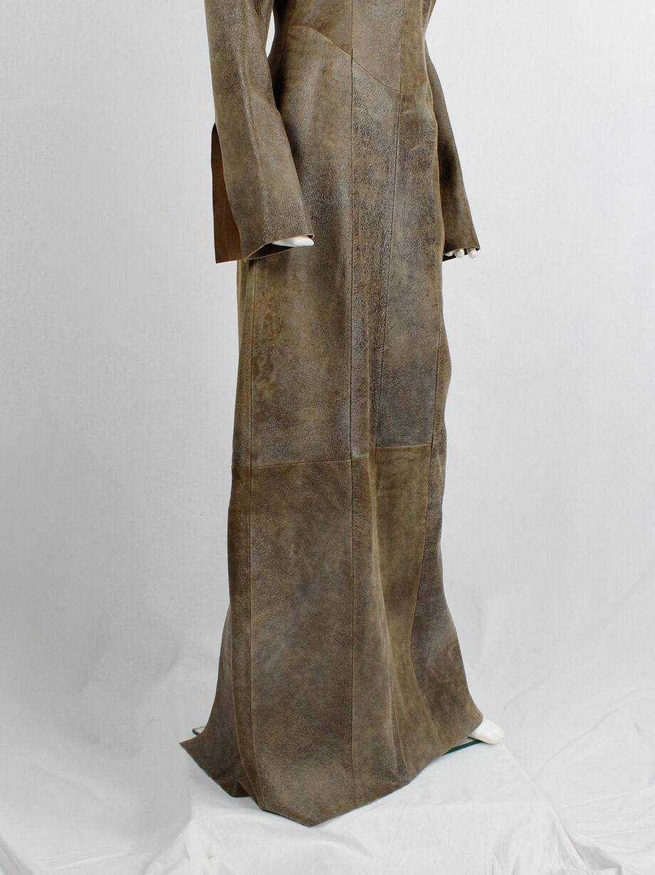 af Vandevorst brown leather panelled maxi dress with back slit fall 2000 (21)