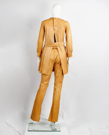 A.F. Vandevorst cognac leather surgical gown with open back — spring 1999