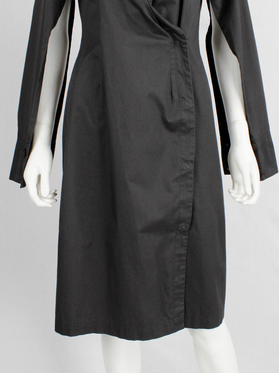 af Vandevorst dark grey asymmetric shirt dress with open sleeves fall 2000 (13)