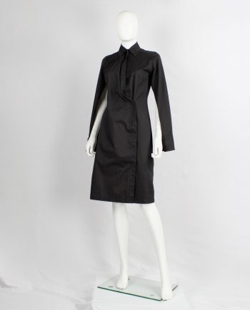 A.F. Vandevorst dark grey asymmetric shirt dress with open sleeves — fall 2001