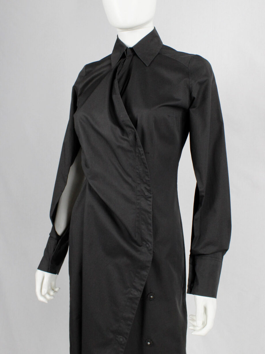 af Vandevorst dark grey asymmetric shirt dress with open sleeves fall 2000 (4)