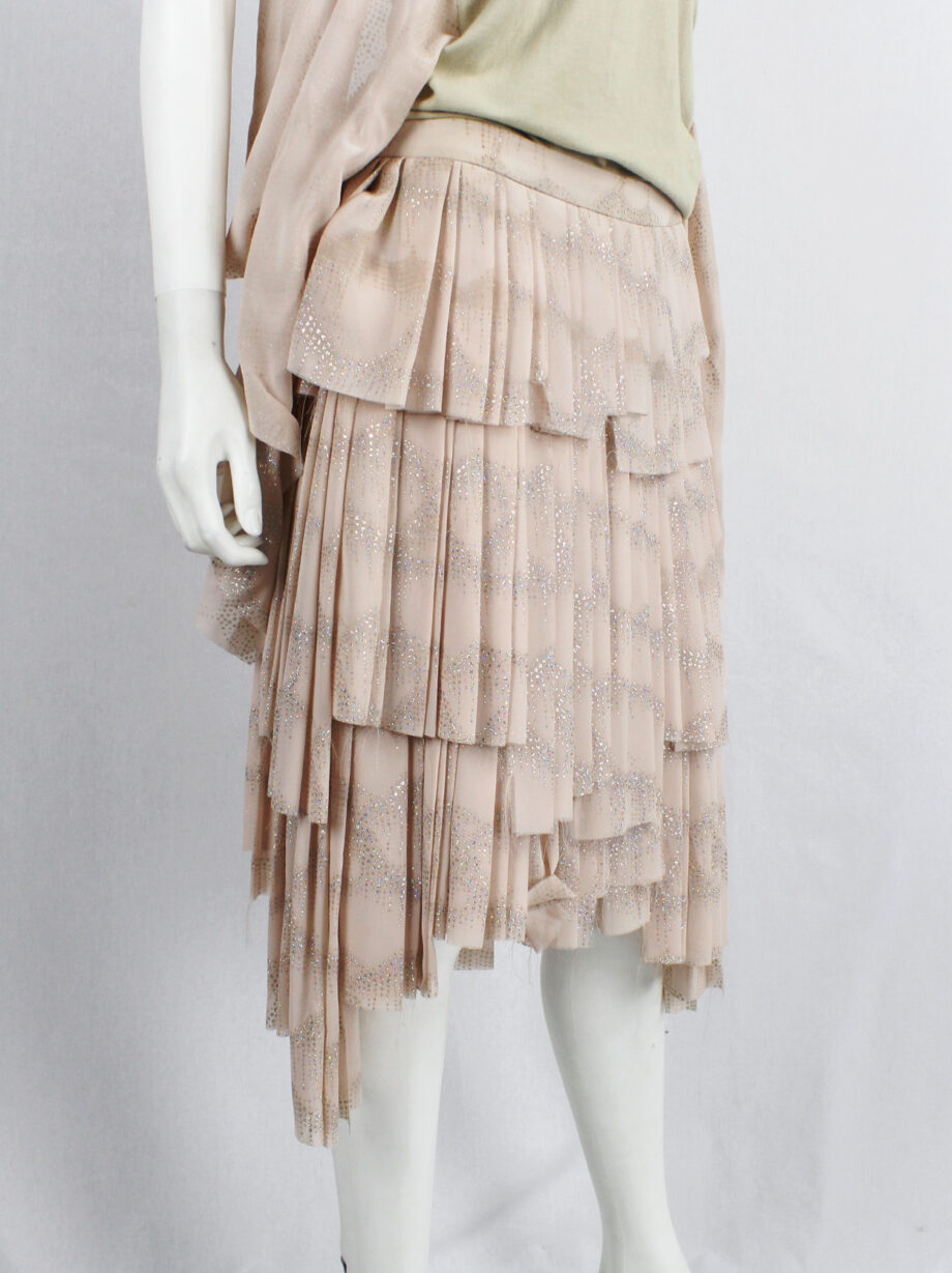 vintage Vandevorst pink glitter skirt with multiple layered pleated panels spring 2004 (12)