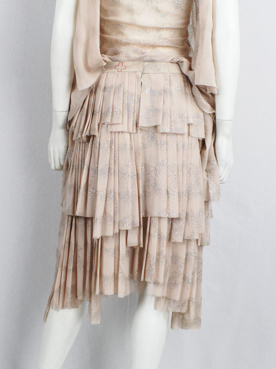 vintage Vandevorst pink glitter skirt with multiple layered pleated panels spring 2004 (2)