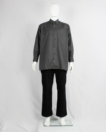 Y's for Men grey oversized shirt with square button patches — 1990's