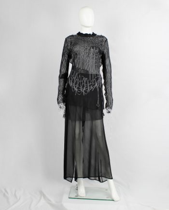 A.F. Vandevorst set of silver spiderweb knit jumper and black sheer jumper — spring 2016