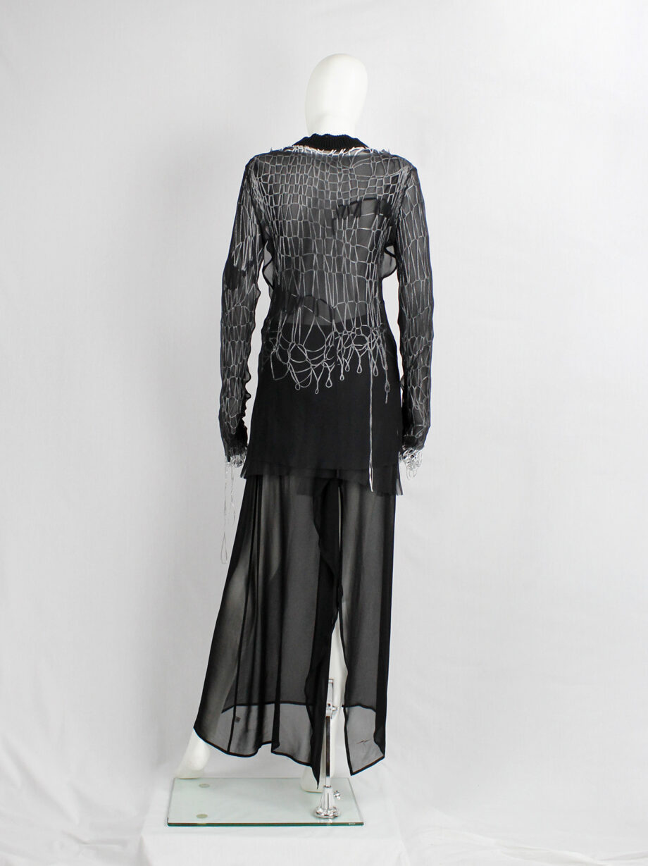 A.F. Vandevorst silver spiderweb knit jumper and black sheer jumper — spring 2016 (10)