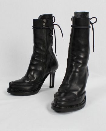 Ann Demeulemeester black boots with slit heel and backwards closure (36) — fall 2010