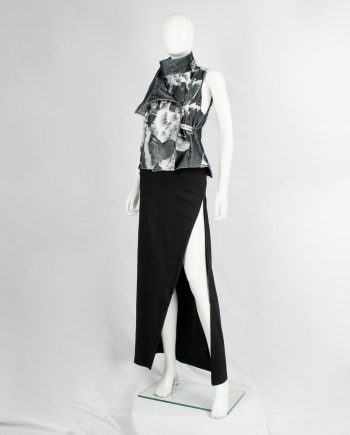 Ann Demeulemeester black maxi skirt with adjustable diagonal zipper slit — fall 2012