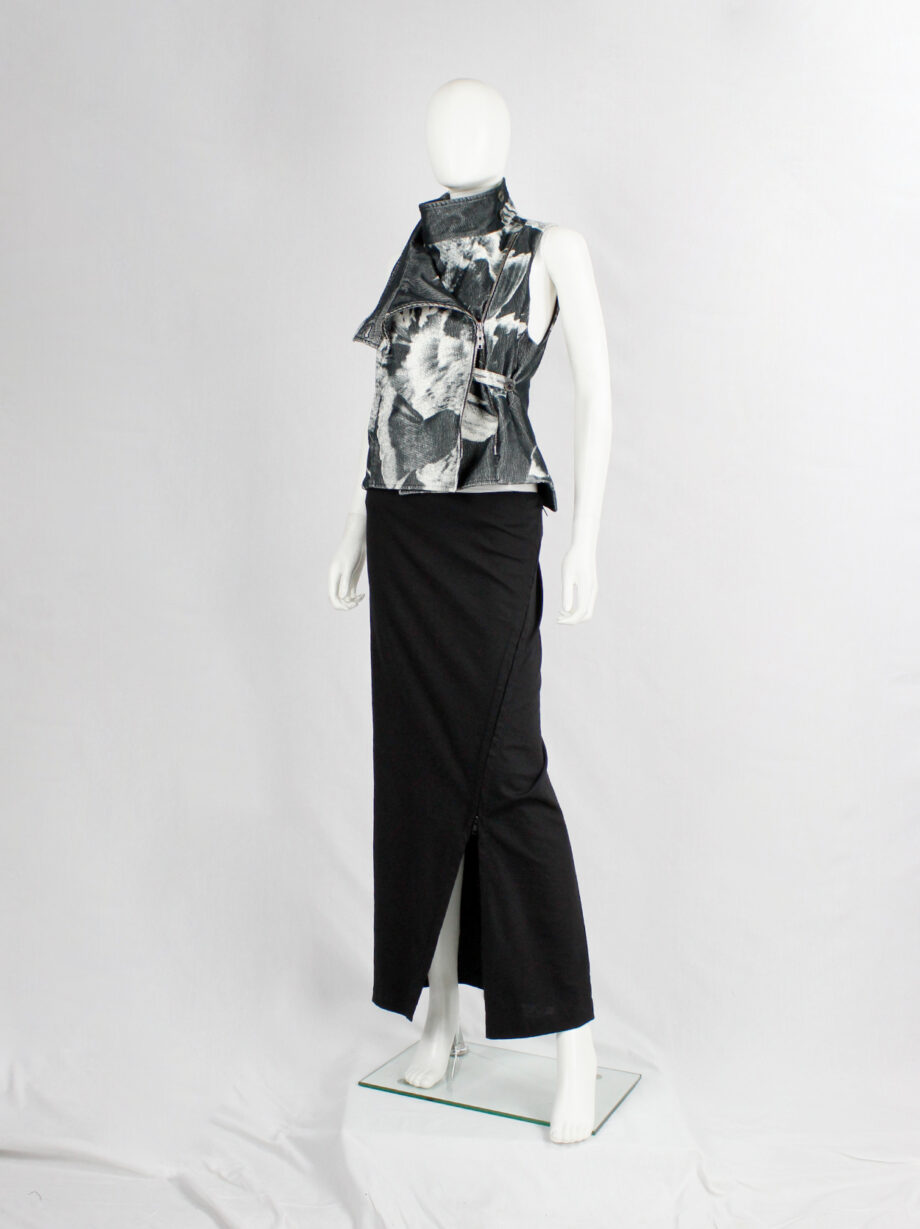 Ann Demeulemeester black maxi skirt with adjustable diagonal zipper slit fall 2012 (14)