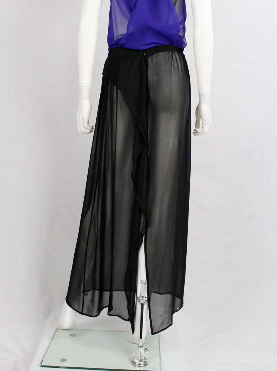 Ann Demeulemeester black sheer skirt with waist fold and back drape 1990s (10)