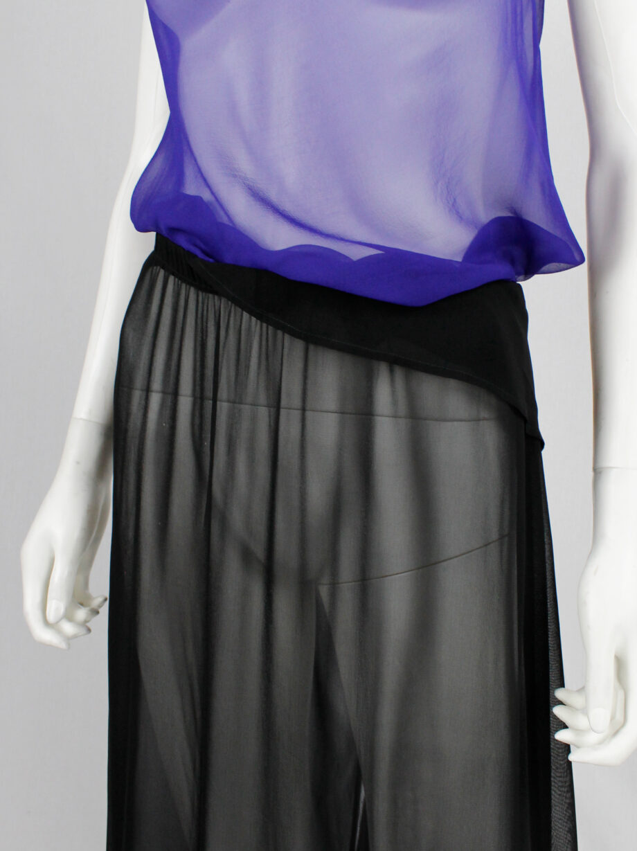 Ann Demeulemeester black sheer skirt with waist fold and back drape 1990s (2)