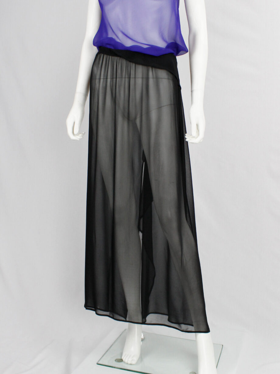 Ann Demeulemeester black sheer skirt with waist fold and back drape 1990s (3)