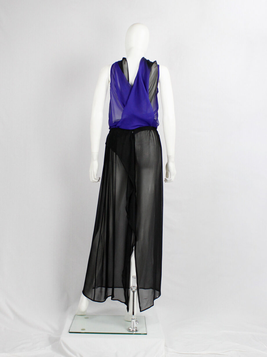 Ann Demeulemeester black sheer skirt with waist fold and back drape 1990s (9)