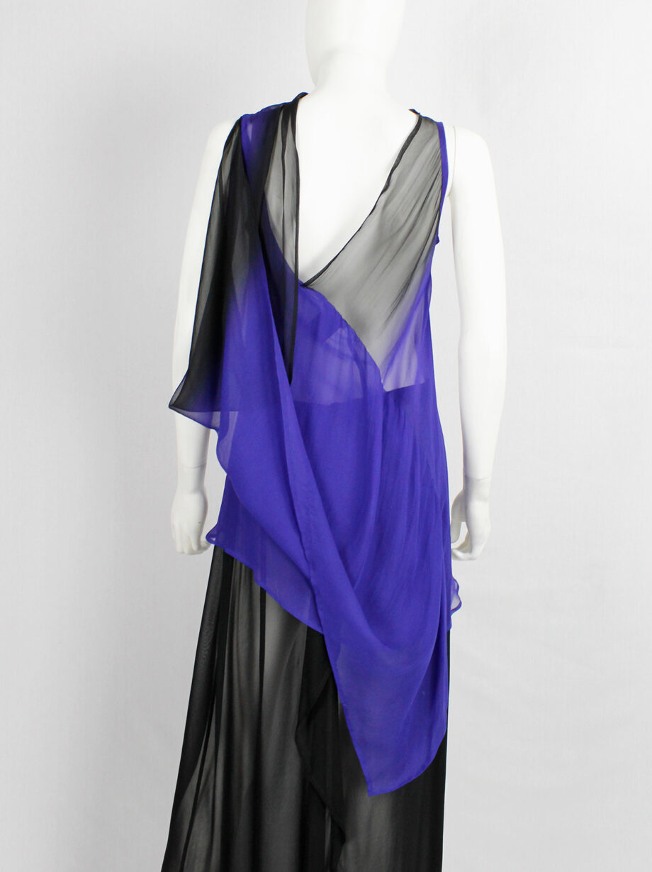Ann Demeulemeester blue and black ombre sheer top with back drape fall 2012 (19)
