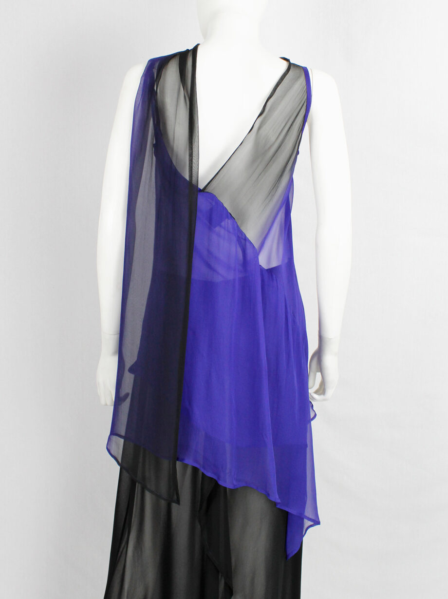 Ann Demeulemeester blue and black ombre sheer top with back drape fall 2012 (7)
