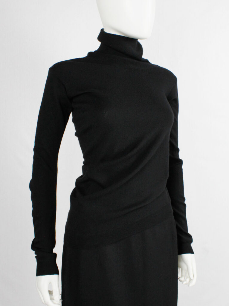 Maison Martin Margiela black turtleneck jumper with curved bodice and ...