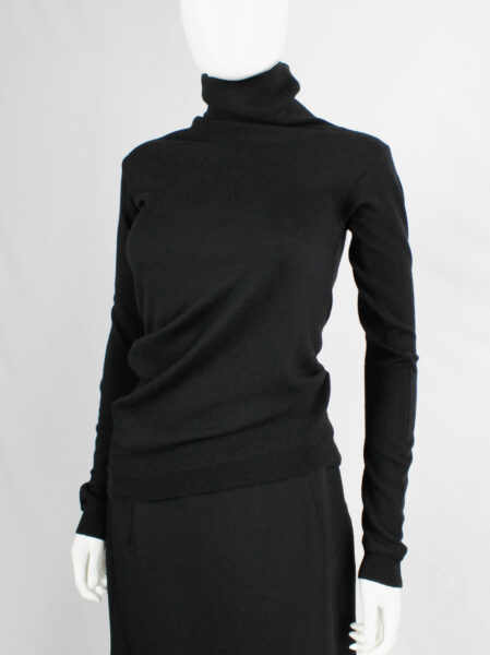 Maison Martin Margiela black turtleneck jumper with curved bodice and ...