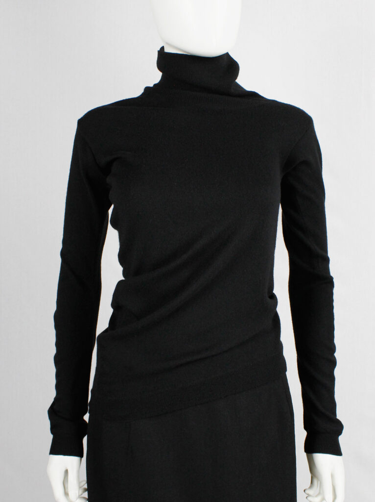 Maison Martin Margiela black turtleneck jumper with curved bodice and ...