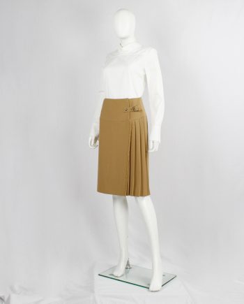 A.F. Vandevorst camel belted wrap skirt with front pleats — fall 2000