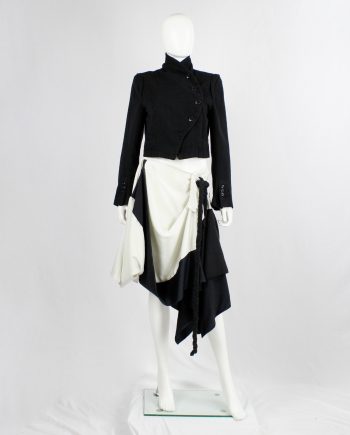 Ann Demeulemeester black, navy and white gathered skirt with braids — fall 2005