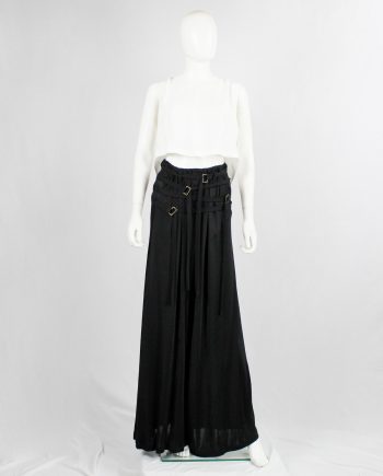 Ann Demeulemeester black palazzo pants with multiple front belt straps — sample