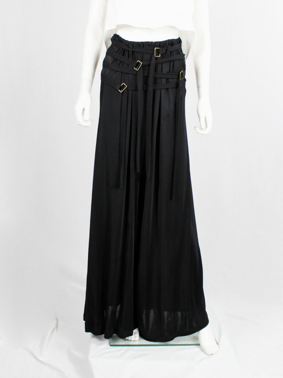 Ann Demeulemeester black palazzo pants with multiple front belt straps ...