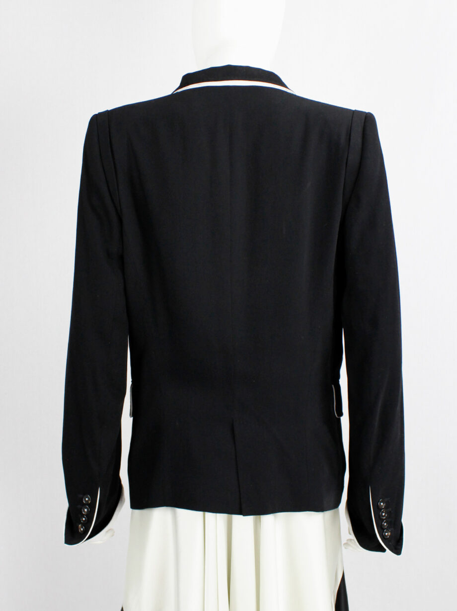 Ann Demeulemeester for Le Bon Marché dark blue blazer with white trim and feather 2012 (10)