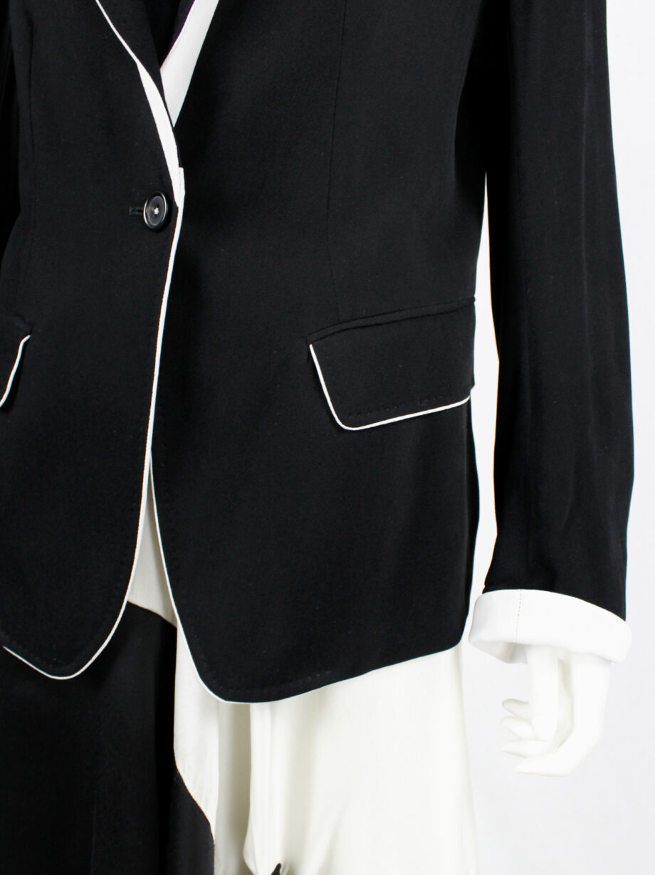 Ann Demeulemeester for Le Bon Marché dark blue blazer with white trim and feather 2012 (5)