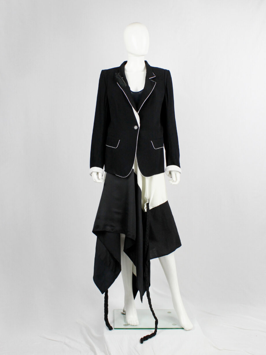 Ann Demeulemeester for Le Bon Marché dark blue blazer with white trim and feather 2012 (7)
