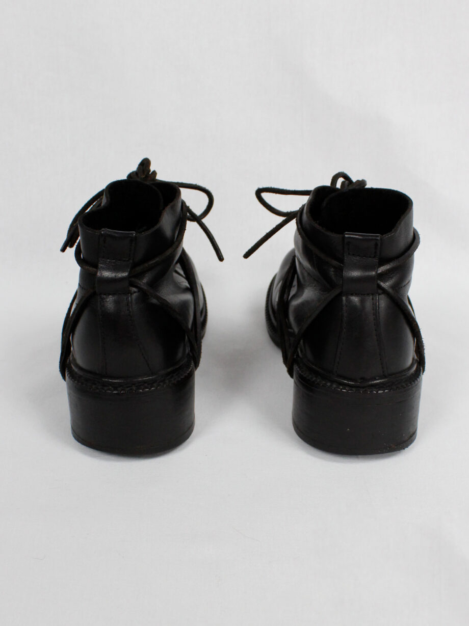 Dirk Bikkembergs black boots with flap and laces through the heel fall 1994 (1)