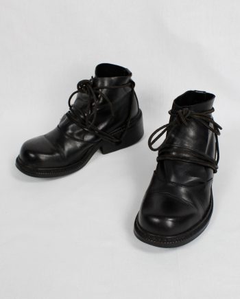 Dirk Bikkembergs black boots with flap and laces through the heel (36) — fall 1994