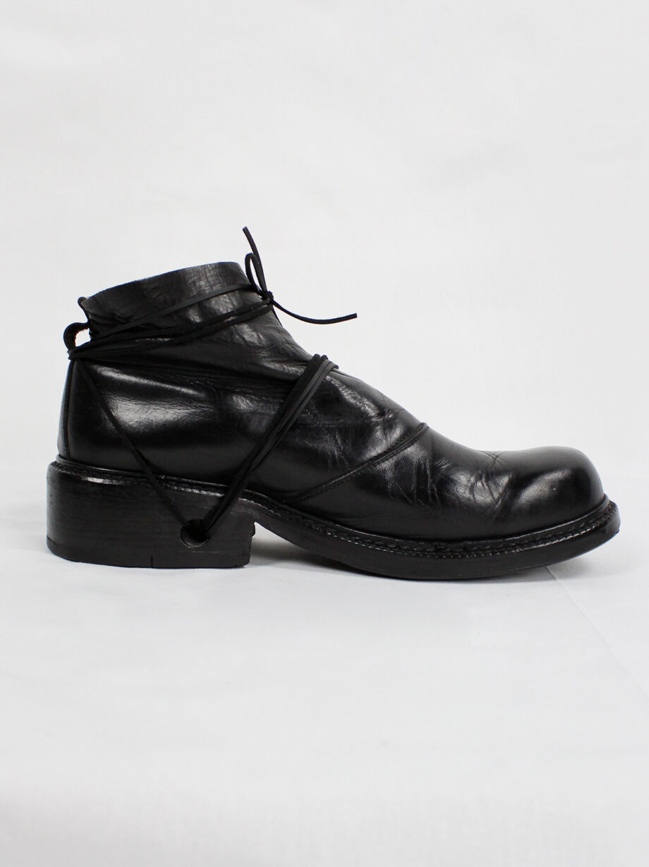 Dirk Bikkembergs black boots with flap and laces through the heel fall 1994 (5)