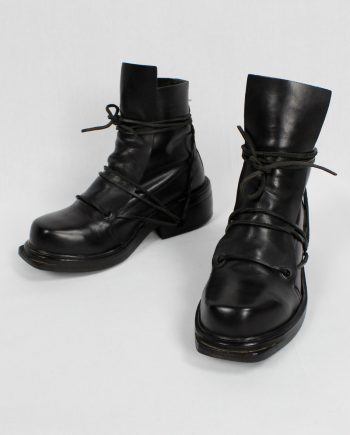 Dirk Bikkembergs black high mountaineering boots with laces through the soles (42) — late 90's