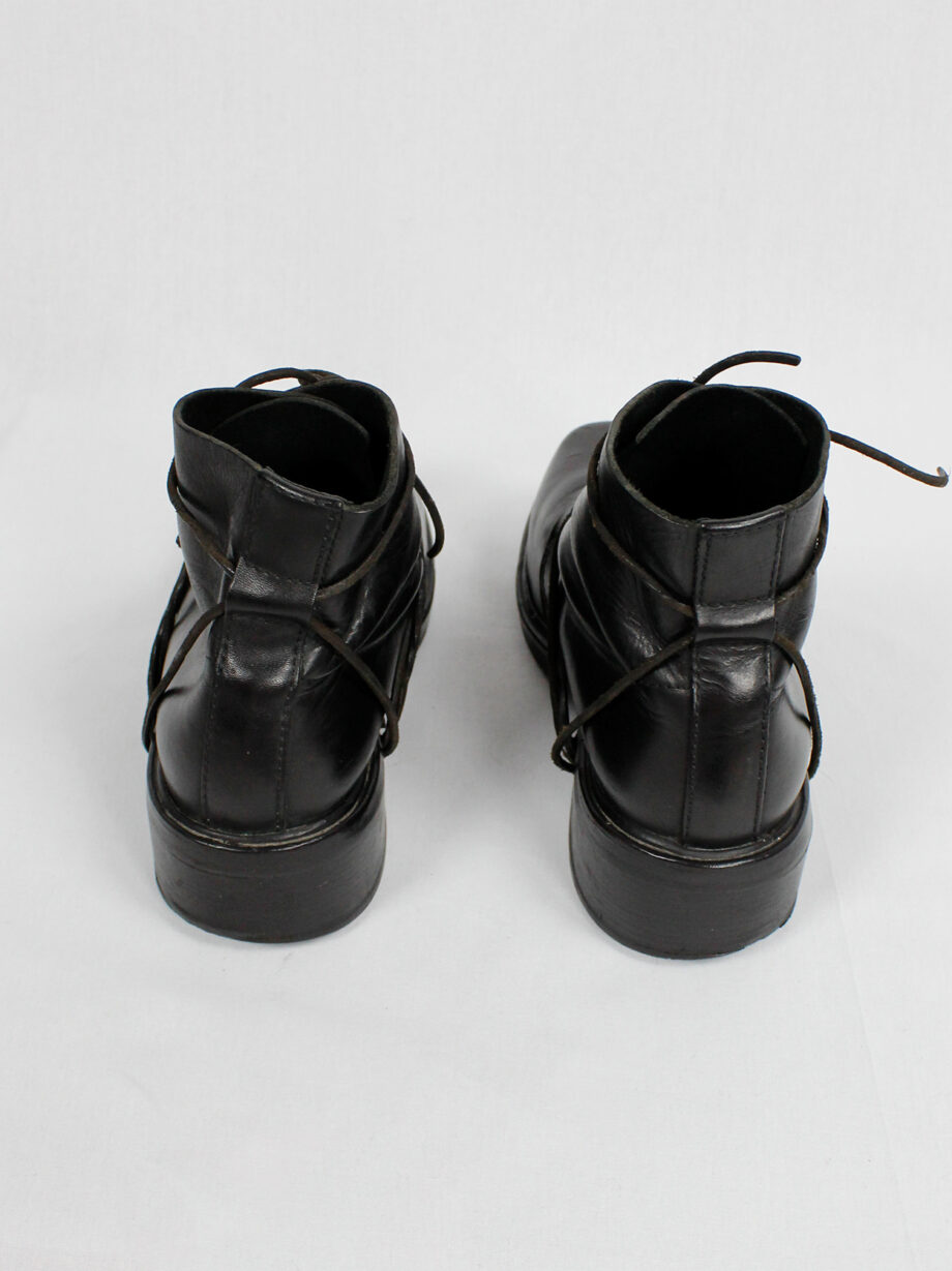 Dirk Bikkembergs black mountaineering boots with overlap front and laces through the soles late 90s (6)