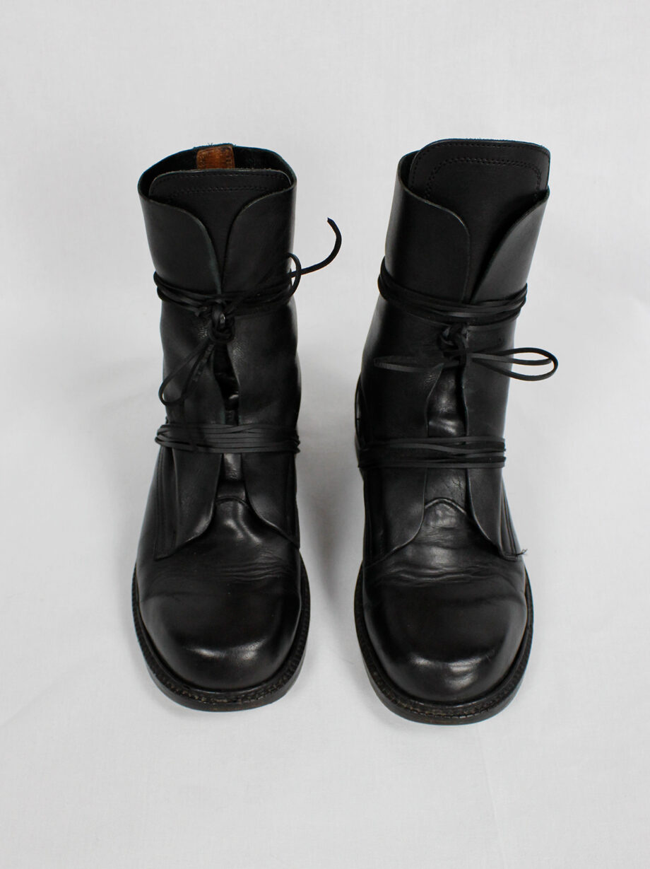 Dirk Bikkembergs black tall boots with front wrapped by laces through the soles 1990s 90s (9)