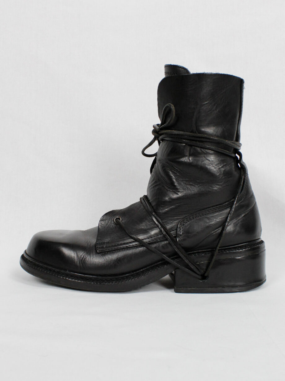 Dirk Bikkembergs black tall boots with grommets for laces through the soles 90s (14)