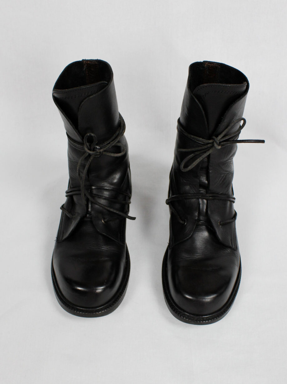 Dirk Bikkembergs black tall boots with grommets for laces through the soles 90s (7)