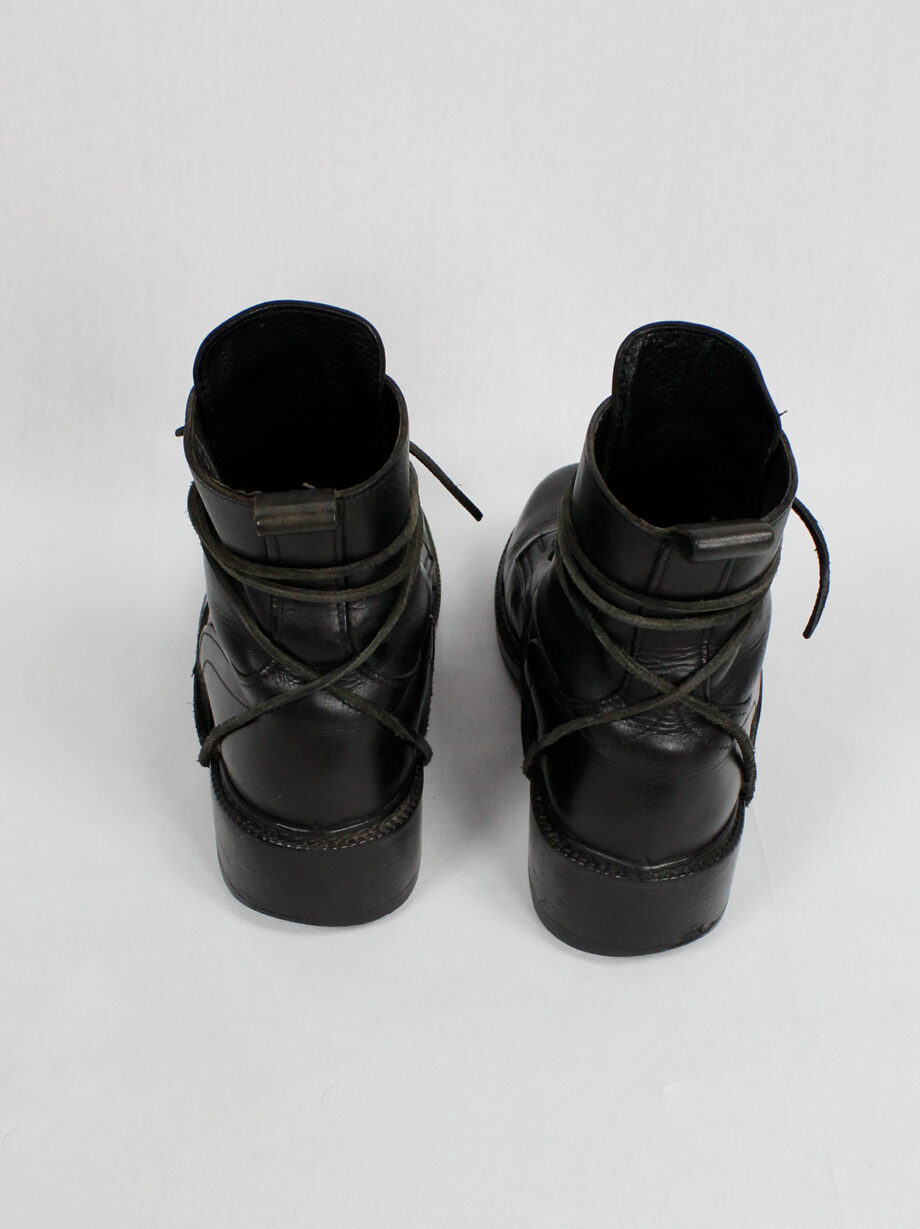 Dirk Bikkembergs black tall boots wrapped with laces through the soles 90s (14)